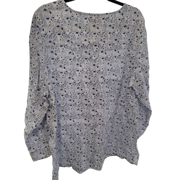 CYNTHIA ROWLEY 100% Linen Roll Tab long Sleeve Blouse Button Front Size 2X - Picture 4 of 4